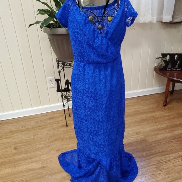 ROYAL BLUE mermaid tail SUMMER DRESS - Picture 2 of 3